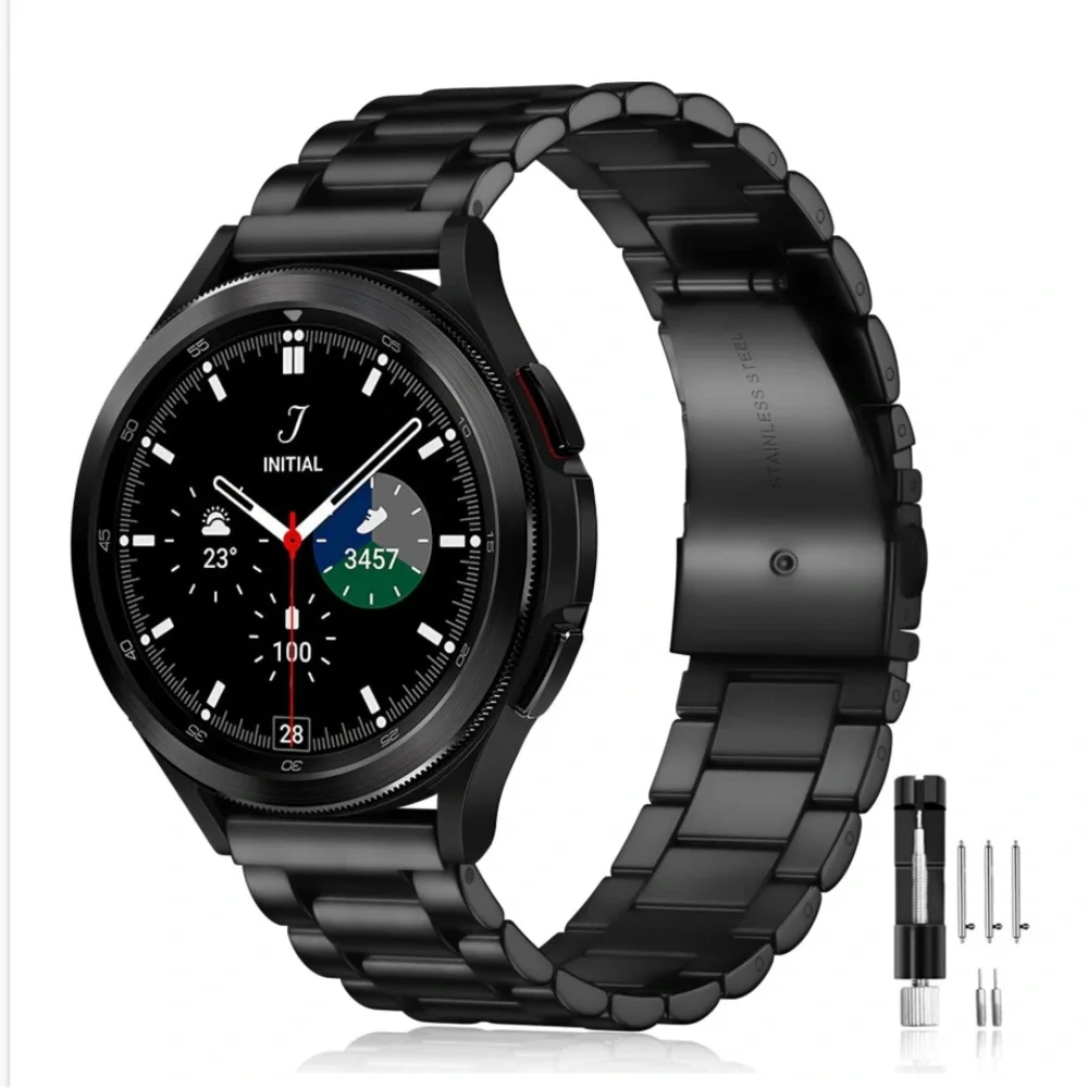 BLACK Stainless Steel REPLACEMENT BAND for SAMSUNG GALAXY SMARTWATCH Men/Women